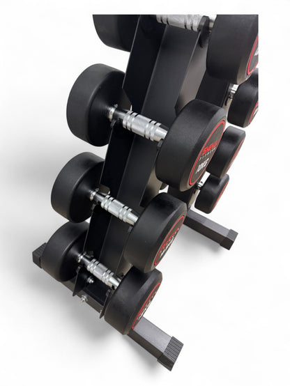 2.5–15kg Round Dumbbell Set with Vertical Rack – 6 Pairs