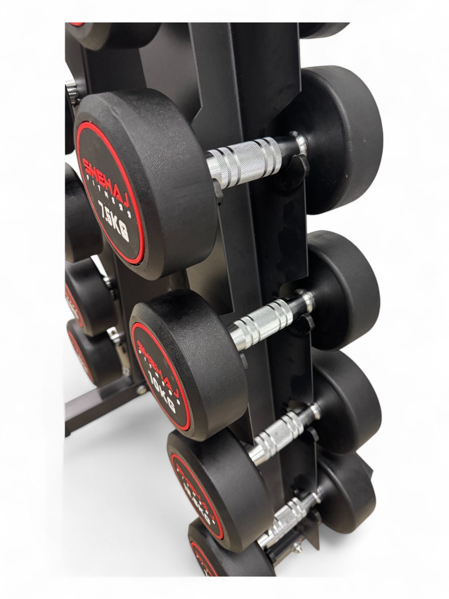 2.5–15kg Round Dumbbell Set with Vertical Rack – 6 Pairs