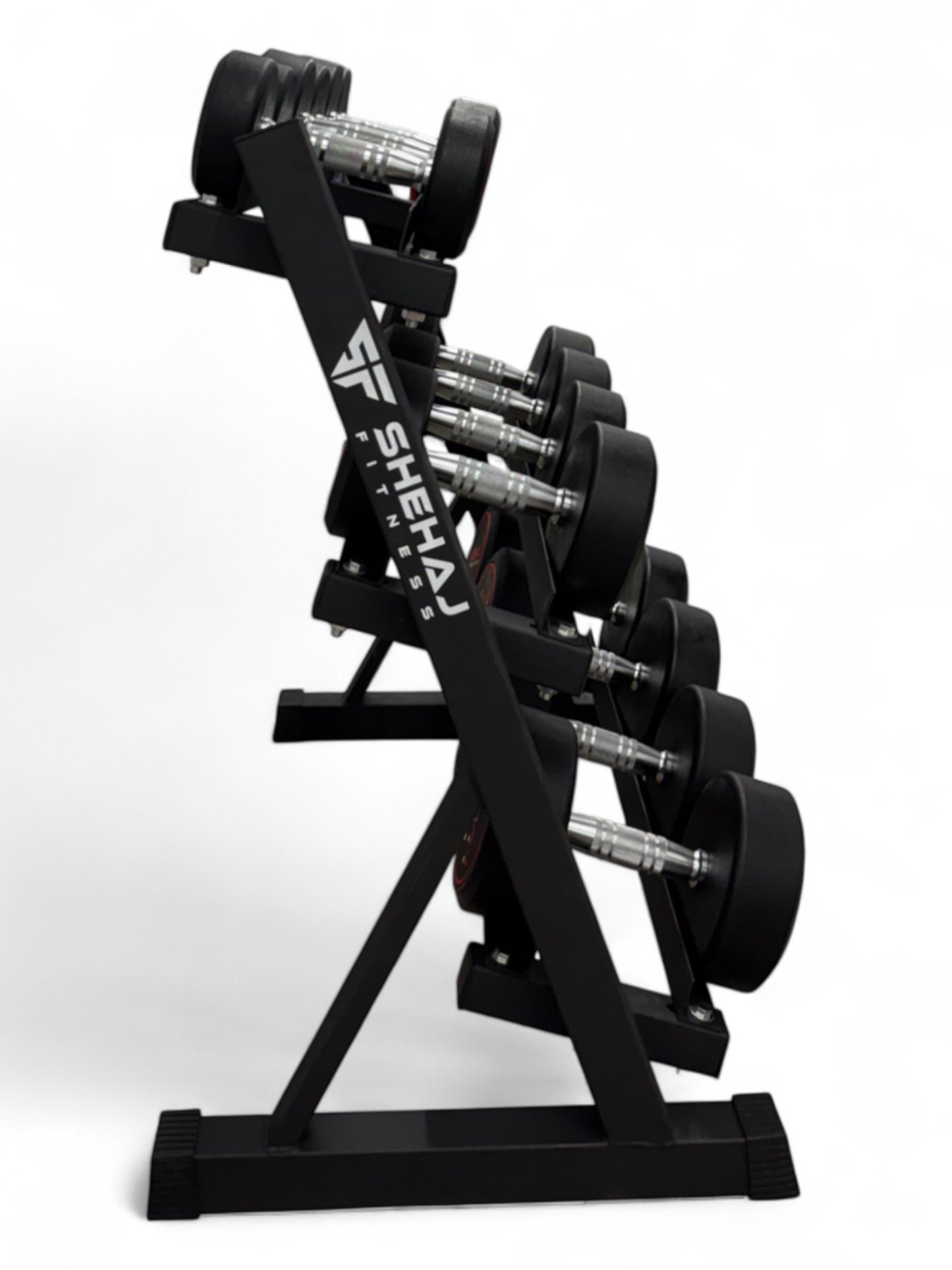 5-20kg Round Dumbbell Set With 3 Tier Rack Stand - 2.5kg increments -7 Pairs Set