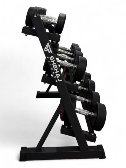 5-20kg Round Dumbbell Set With 3 Tier Rack Stand - 2.5kg increments -7 Pairs Set
