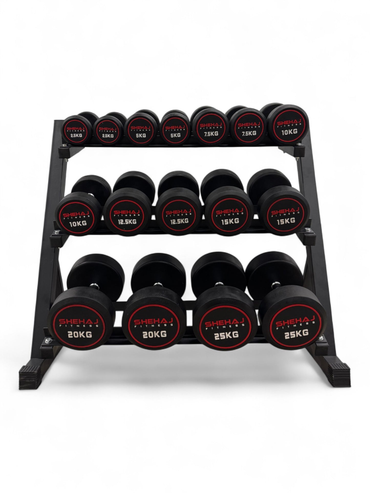 2.5-25kg Round Dumbbell Set With 3 Tier Rack Stand - Free weights- 8 Pairs Set