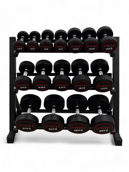 2.5-25kg Round Dumbbell Set With 3 Tier Rack Stand - Free weights- 8 Pairs Set