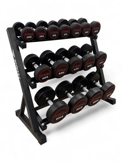 2.5-25kg Round Dumbbell Set With 3 Tier Rack Stand - Free weights- 8 Pairs Set