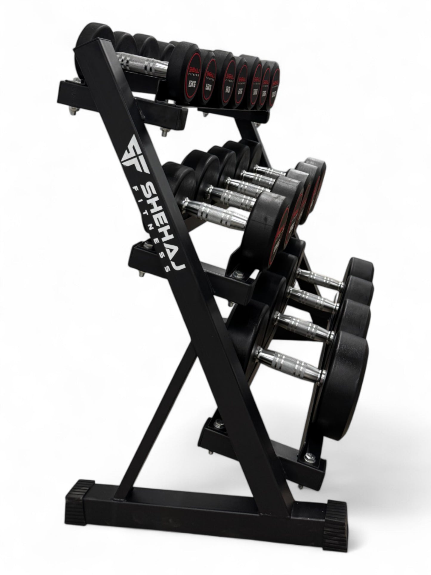 2.5-25kg Round Dumbbell Set With 3 Tier Rack Stand - Free weights- 8 Pairs Set