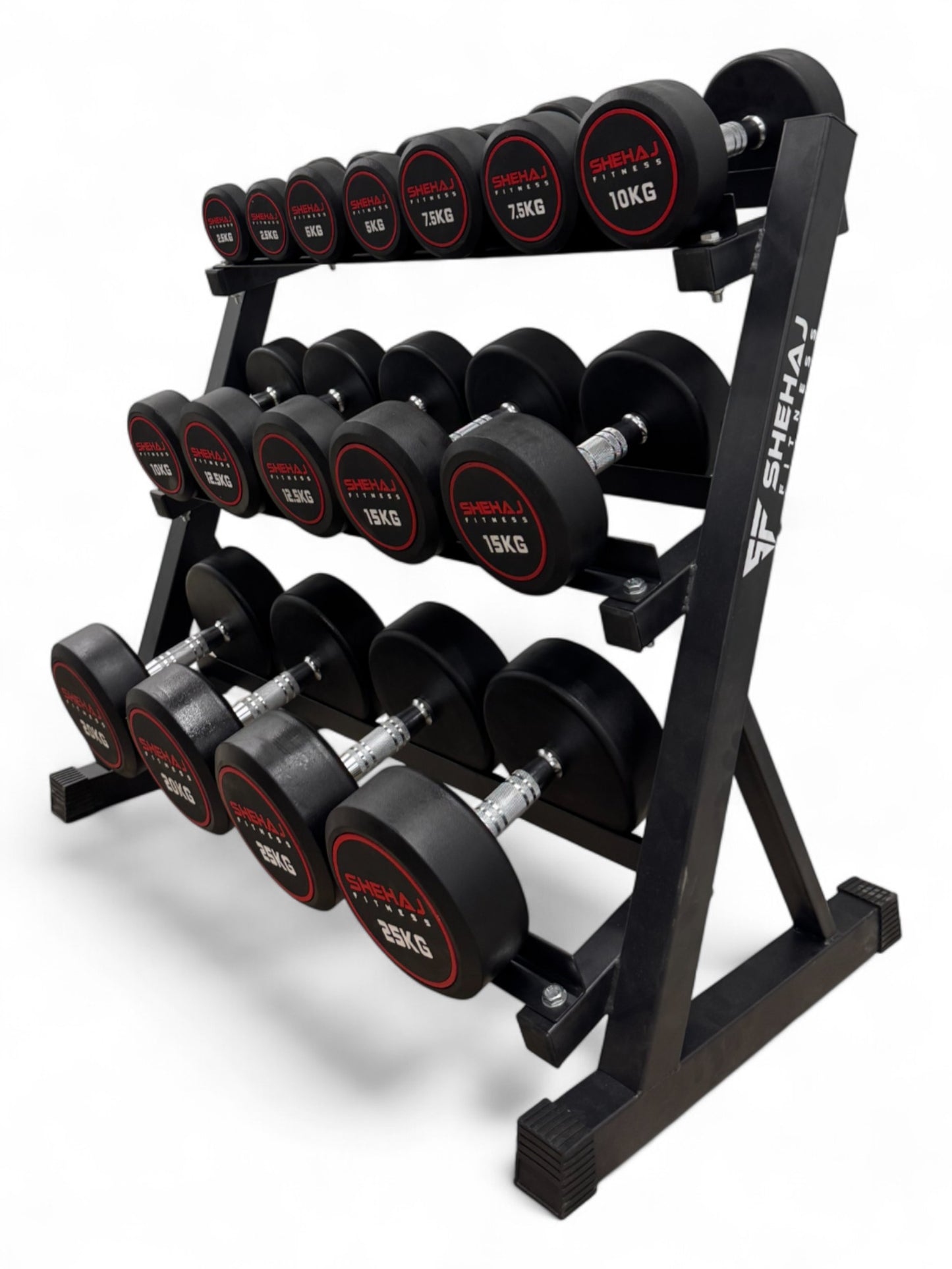 2.5-25kg Round Dumbbell Set With 3 Tier Rack Stand - Free weights- 8 Pairs Set