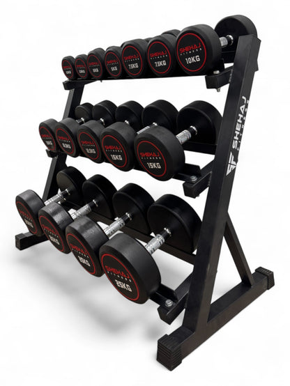 2.5-25kg Round Dumbbell Set With 3 Tier Rack Stand - Free weights- 8 Pairs Set