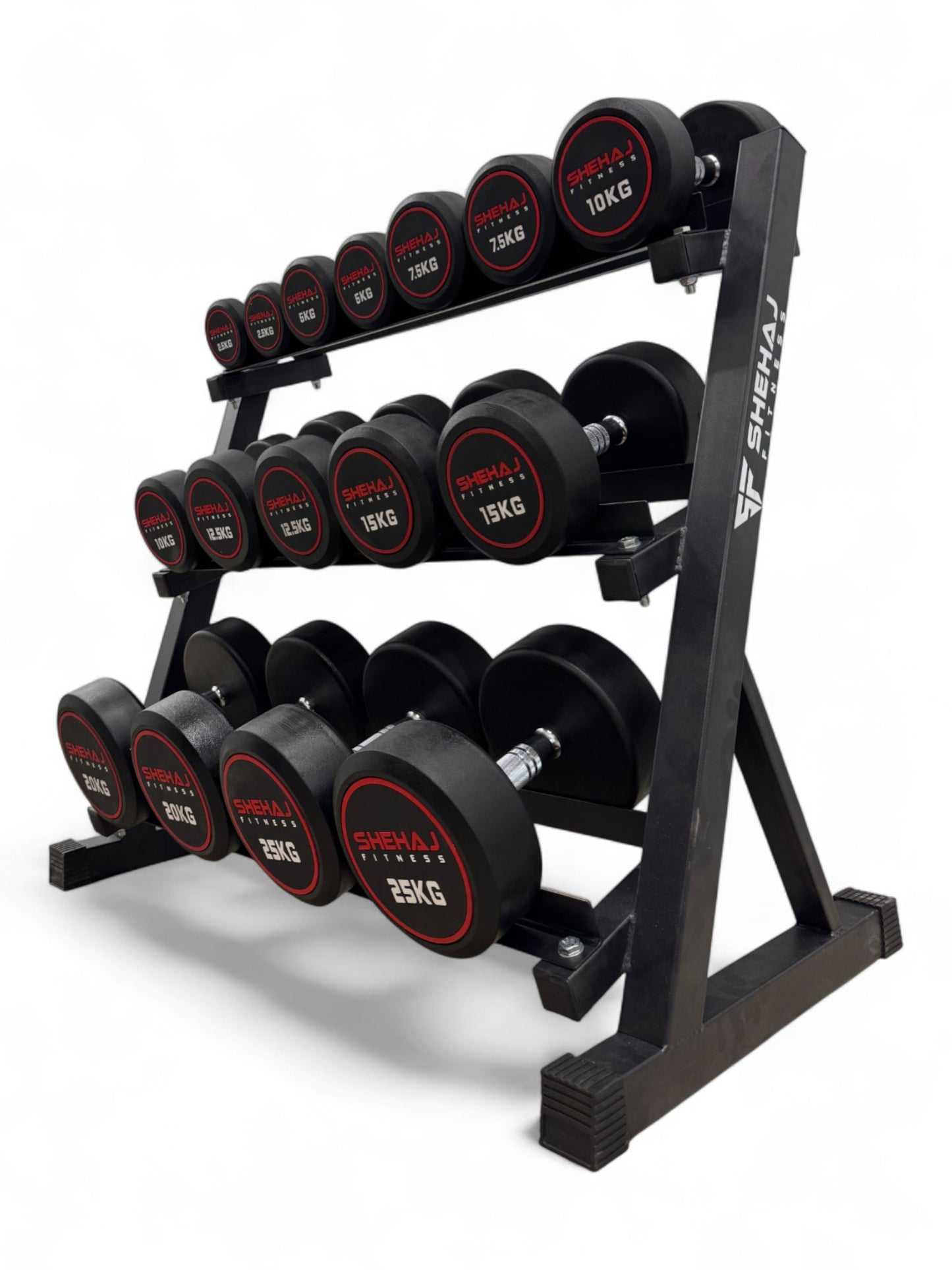 2.5-25kg Round Dumbbell Set With 3 Tier Rack Stand - Free weights- 8 Pairs Set