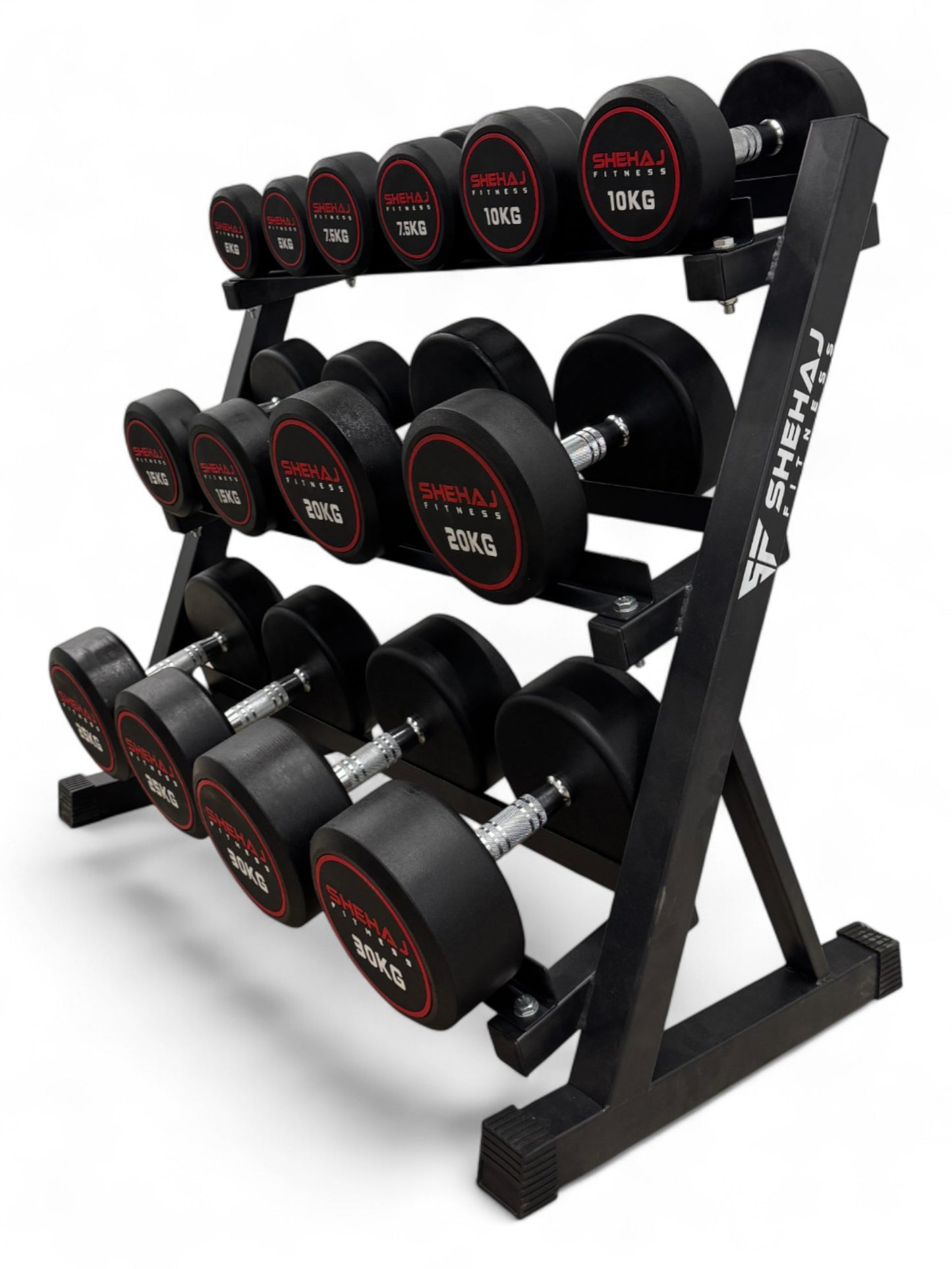 Round Dumbbell 5kg-30kg Set & 3 Tier Rack Full Home Gym Weights Training