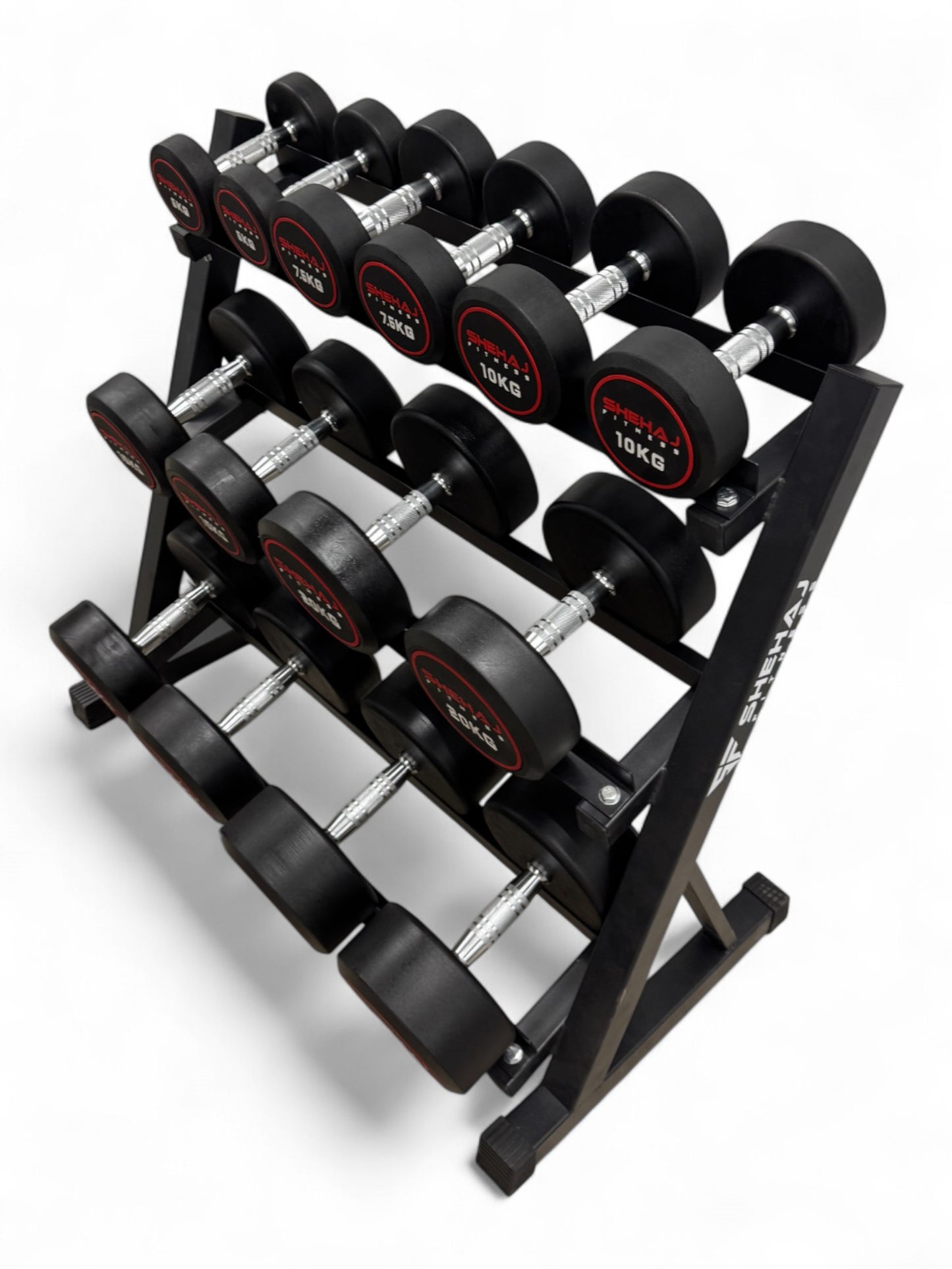 Round Dumbbell 5kg-30kg Set & 3 Tier Rack Full Home Gym Weights Training