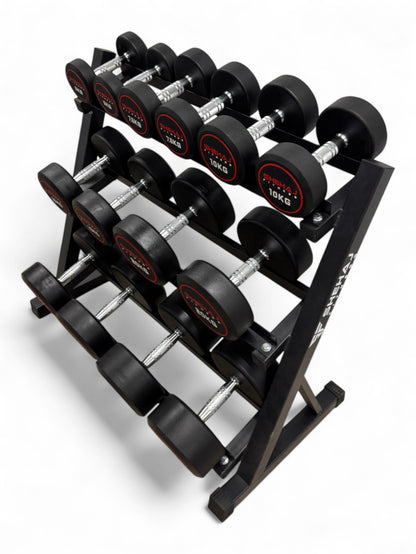 Round Dumbbell 5kg-30kg Set & 3 Tier Rack Full Home Gym Weights Training