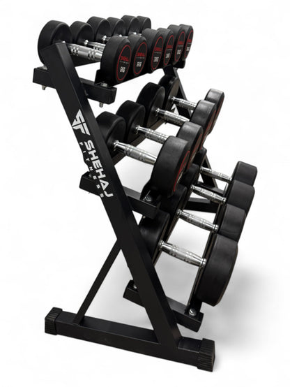 Round Dumbbell 5kg-30kg Set & 3 Tier Rack Full Home Gym Weights Training