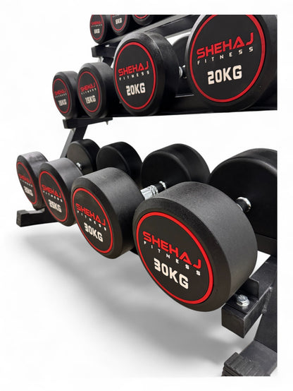 Round Dumbbell 5kg-30kg Set & 3 Tier Rack Full Home Gym Weights Training
