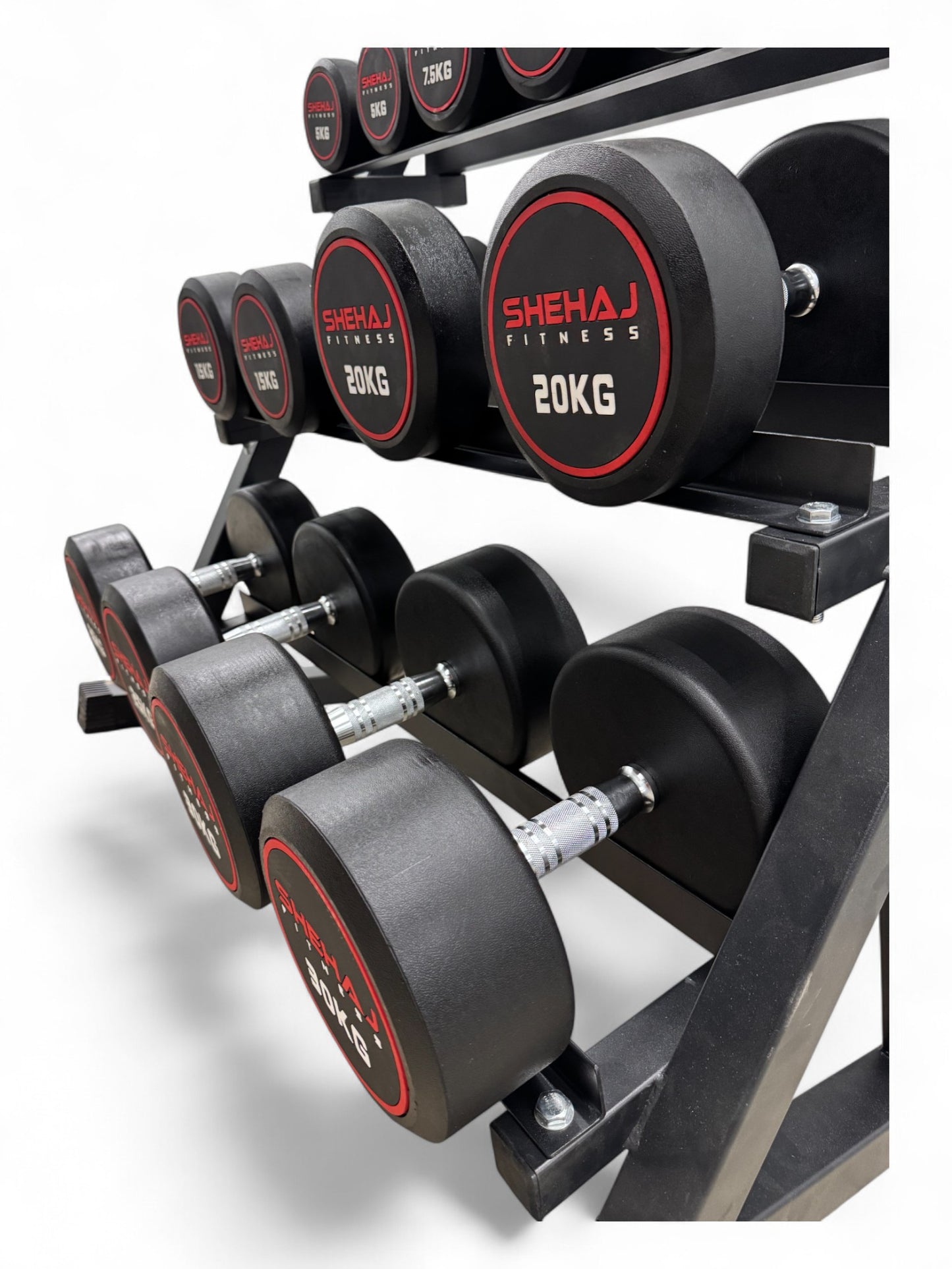 Round Dumbbell 5kg-30kg Set & 3 Tier Rack Full Home Gym Weights Training