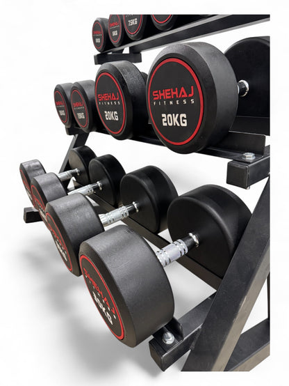 Round Dumbbell 5kg-30kg Set & 3 Tier Rack Full Home Gym Weights Training