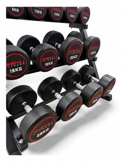 Round Dumbbell 5kg-30kg Set & 3 Tier Rack Full Home Gym Weights Training