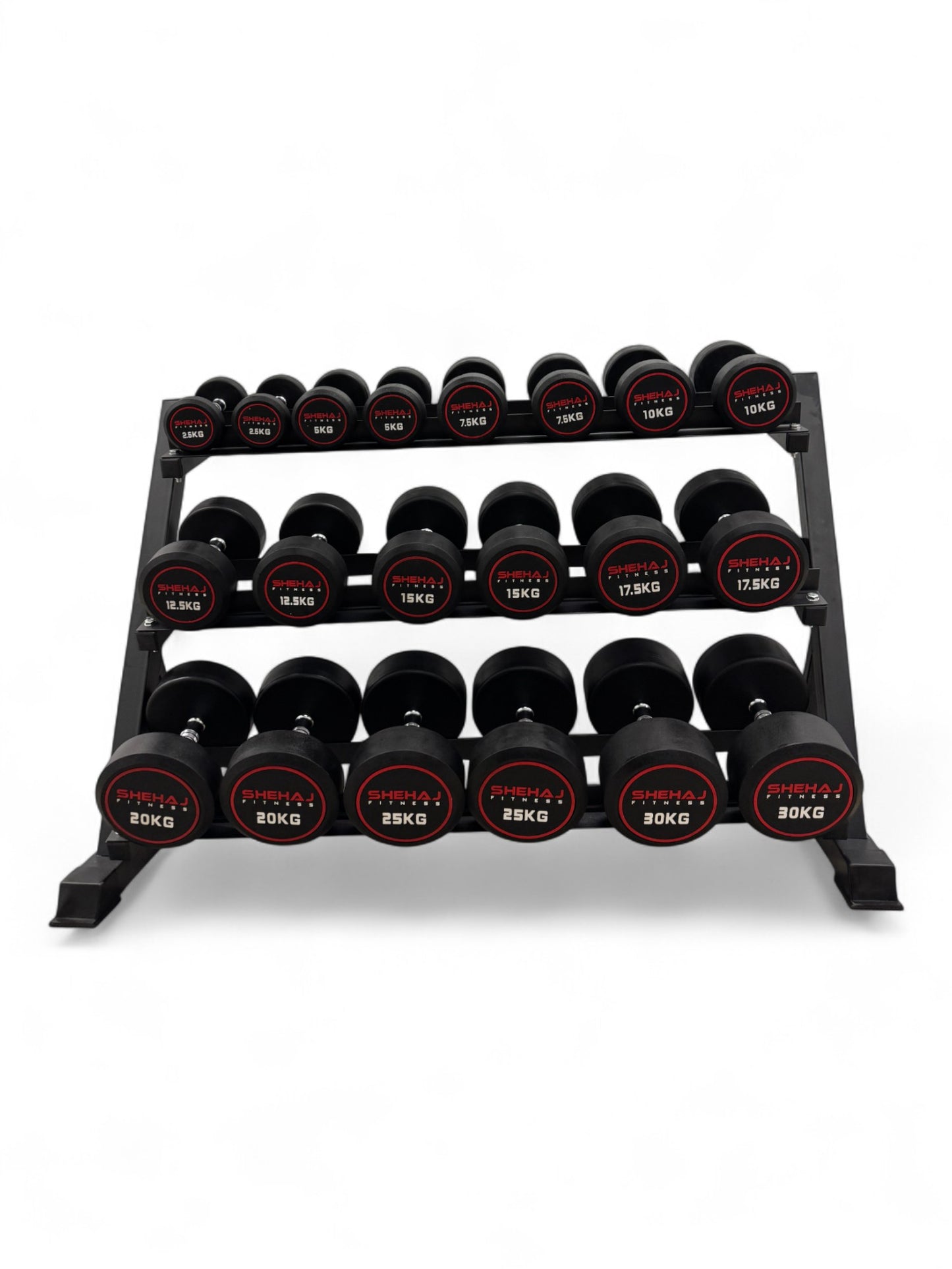 Round Dumbbell 2.5kg-30kg Set & 3 Tier Rack Full Home Gym Weights Training