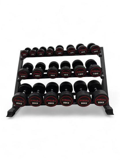 Round Dumbbell 2.5kg-30kg Set & 3 Tier Rack Full Home Gym Weights Training