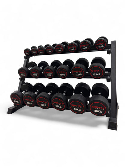 Round Dumbbell 2.5kg-30kg Set & 3 Tier Rack Full Home Gym Weights Training