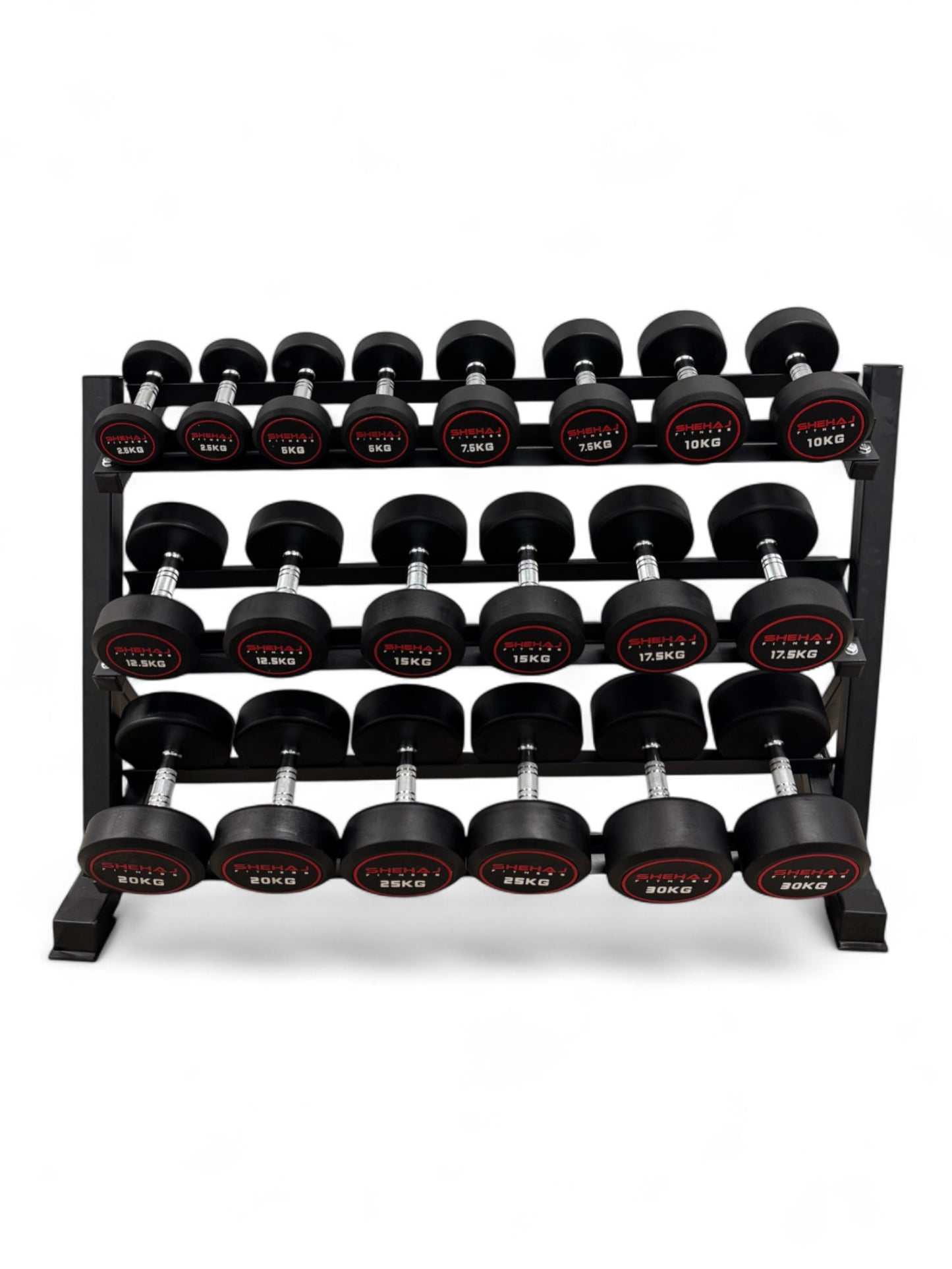 Round Dumbbell 2.5kg-30kg Set & 3 Tier Rack Full Home Gym Weights Training