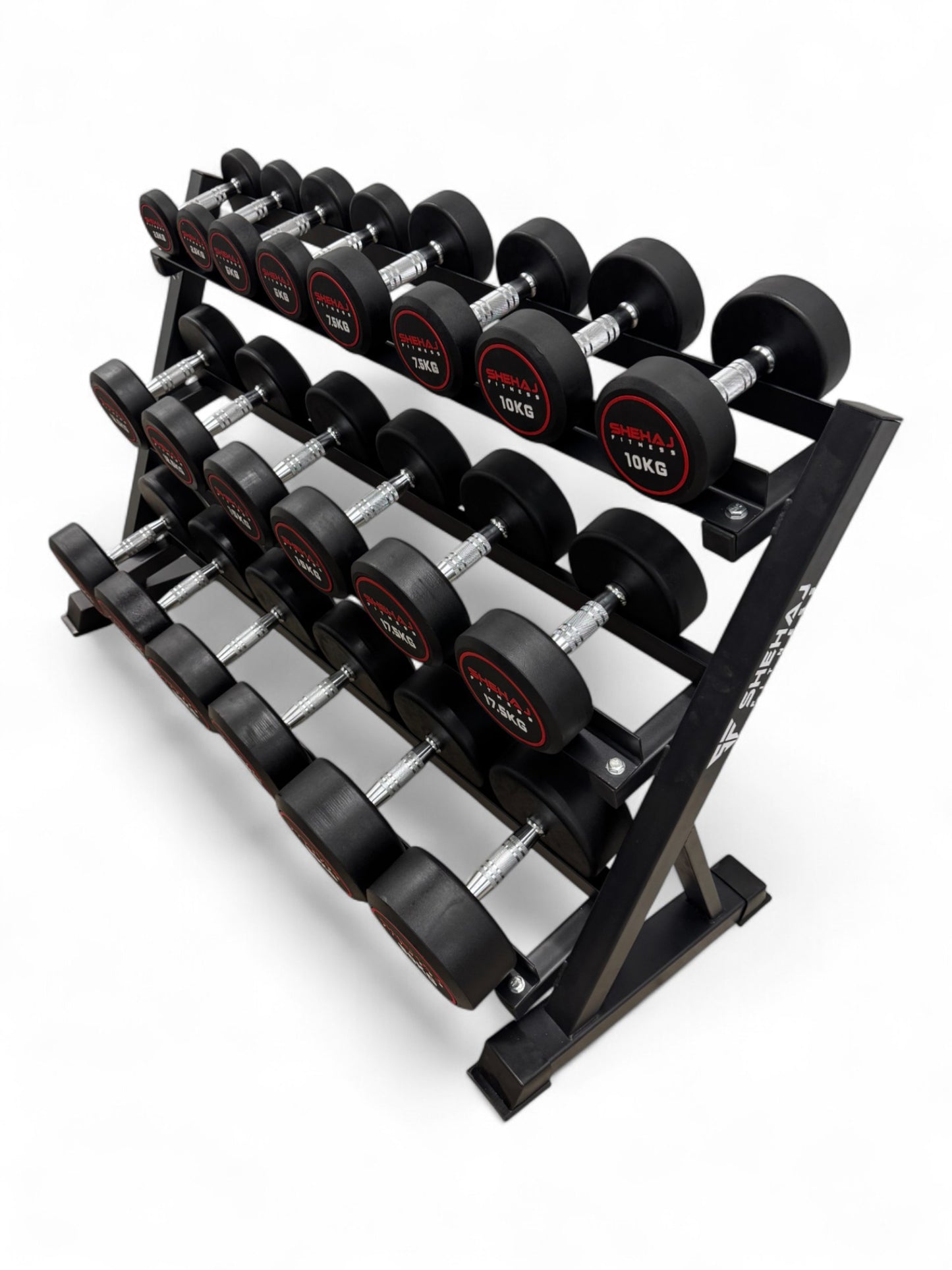 Round Dumbbell 2.5kg-30kg Set & 3 Tier Rack Full Home Gym Weights Training