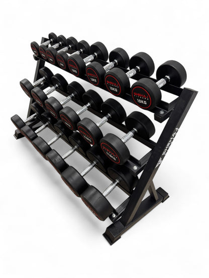 Round Dumbbell 2.5kg-30kg Set & 3 Tier Rack Full Home Gym Weights Training