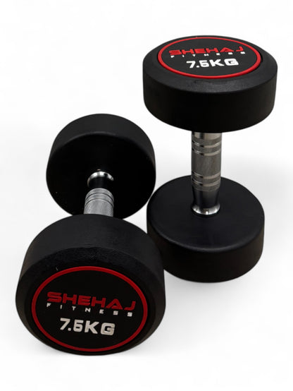 Round Dumbbells Cast Iron Rubber Encased 2.5kg-30kg Home Gym Weights Set Pairs