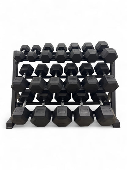 Hex Dumbbell 10kg-50kg Set & 3 Tier Rack