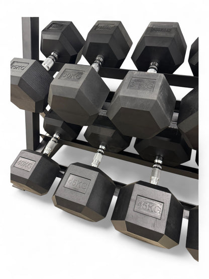 Hex Dumbbell 10kg-50kg Set & 3 Tier Rack