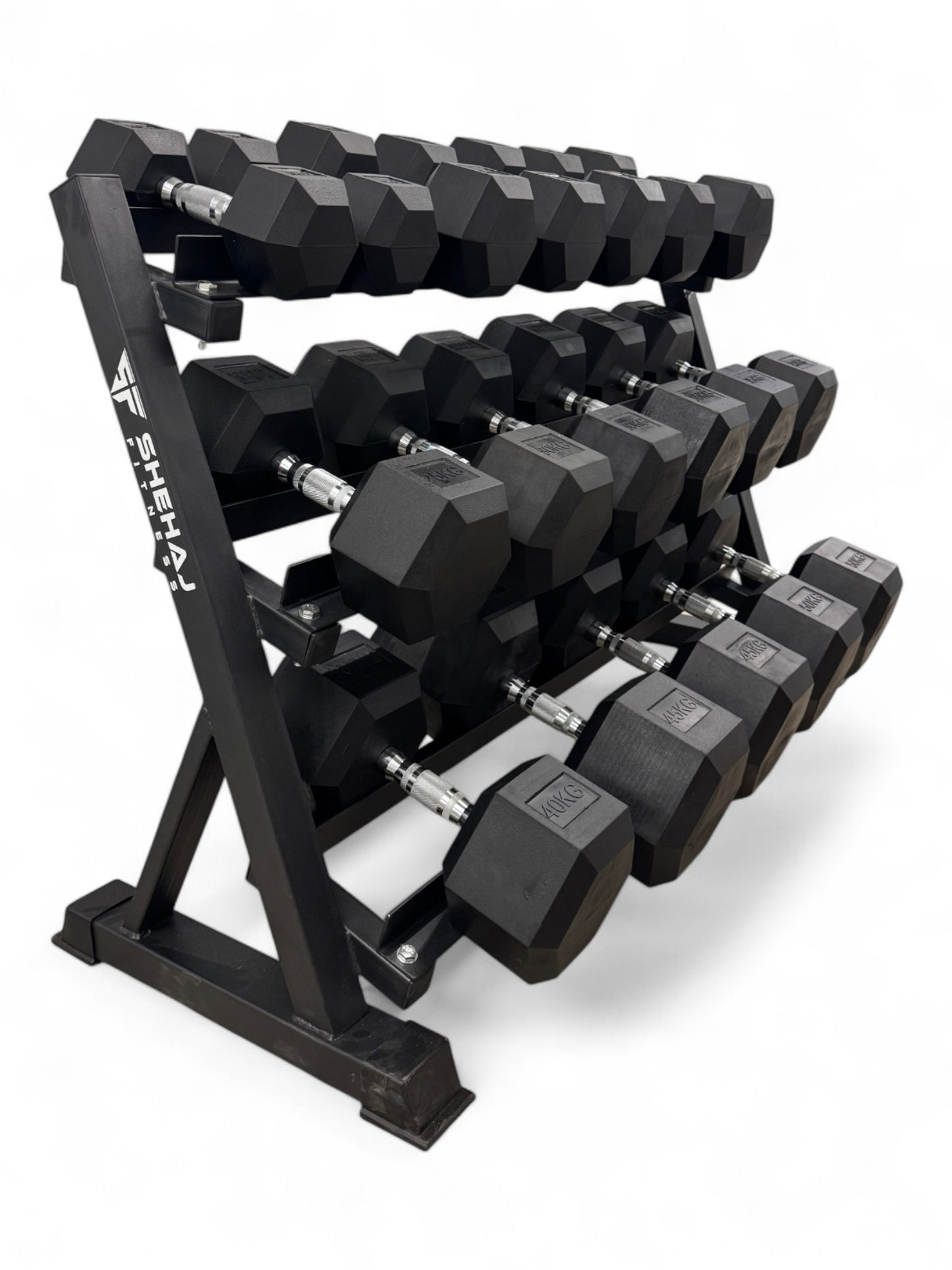 Hex Dumbbell 10kg-50kg Set & 3 Tier Rack