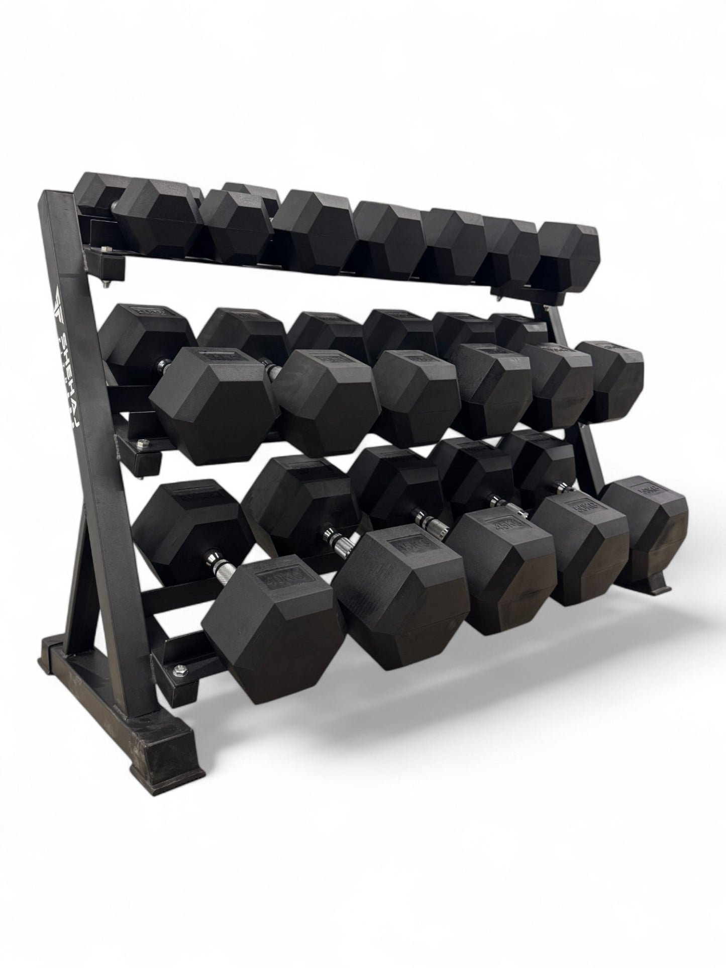 Hex Dumbbell 10kg-50kg Set & 3 Tier Rack