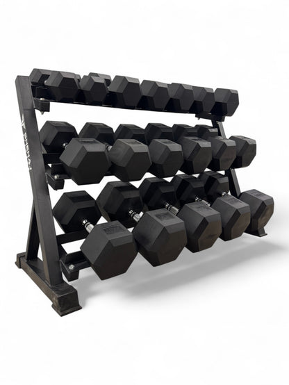 Hex Dumbbell 10kg-50kg Set & 3 Tier Rack