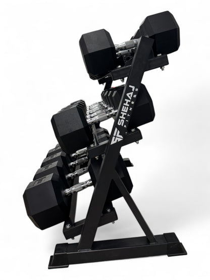 Hex Dumbbell 10kg-50kg Set & 3 Tier Rack
