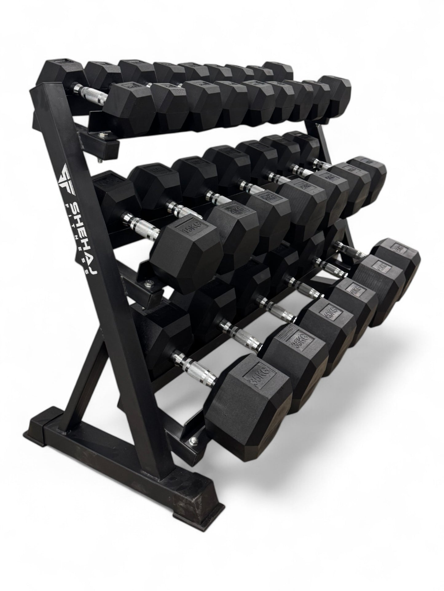 Hex Dumbbell 5kg-45kg Set & 3 Tier Rack