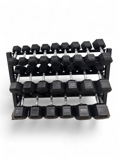 Hex Dumbbell 5kg-45kg Set & 3 Tier Rack