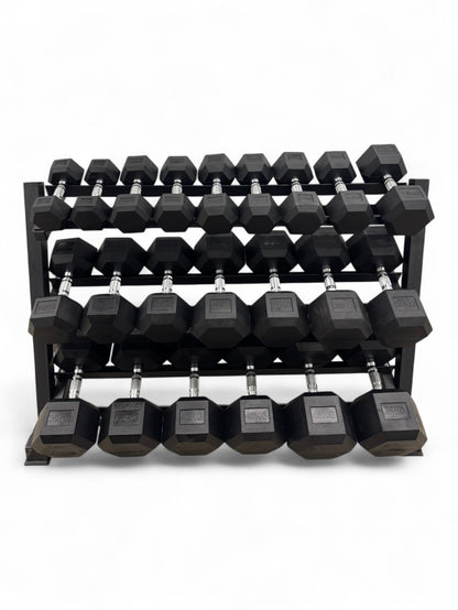 Hex Dumbbell 5kg-45kg Set & 3 Tier Rack
