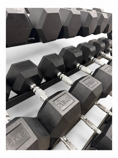 Hex Dumbbell 5kg-45kg Set & 3 Tier Rack