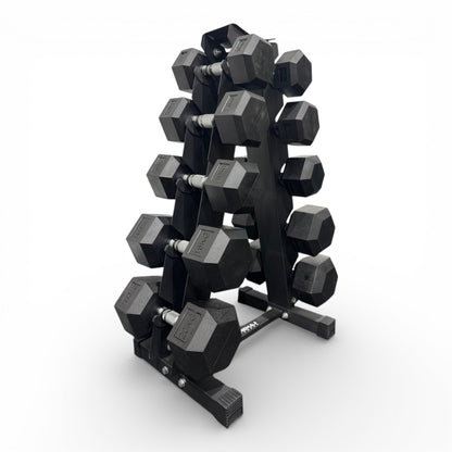 Hex Dumbbell 5-20kg Set With Vertical Rack Stand - Free weights- 5 Pairs Set