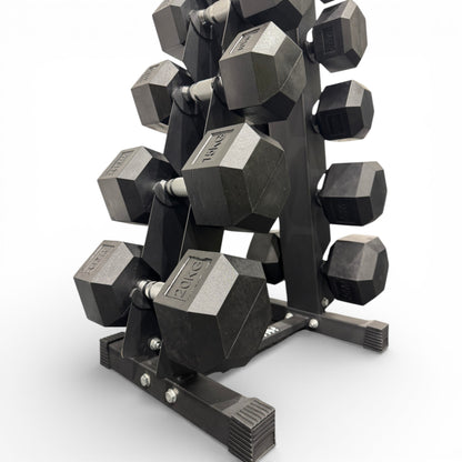 Hex Dumbbell 5-20kg Set With Vertical Rack Stand - Free weights- 5 Pairs Set