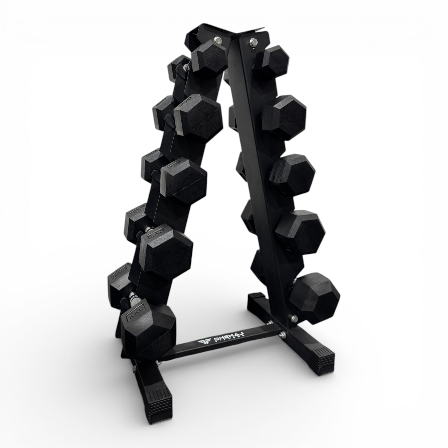 Hex Dumbbell 2-10kg Set With Vertical Rack Stand - Free weights- 5 Pairs Set