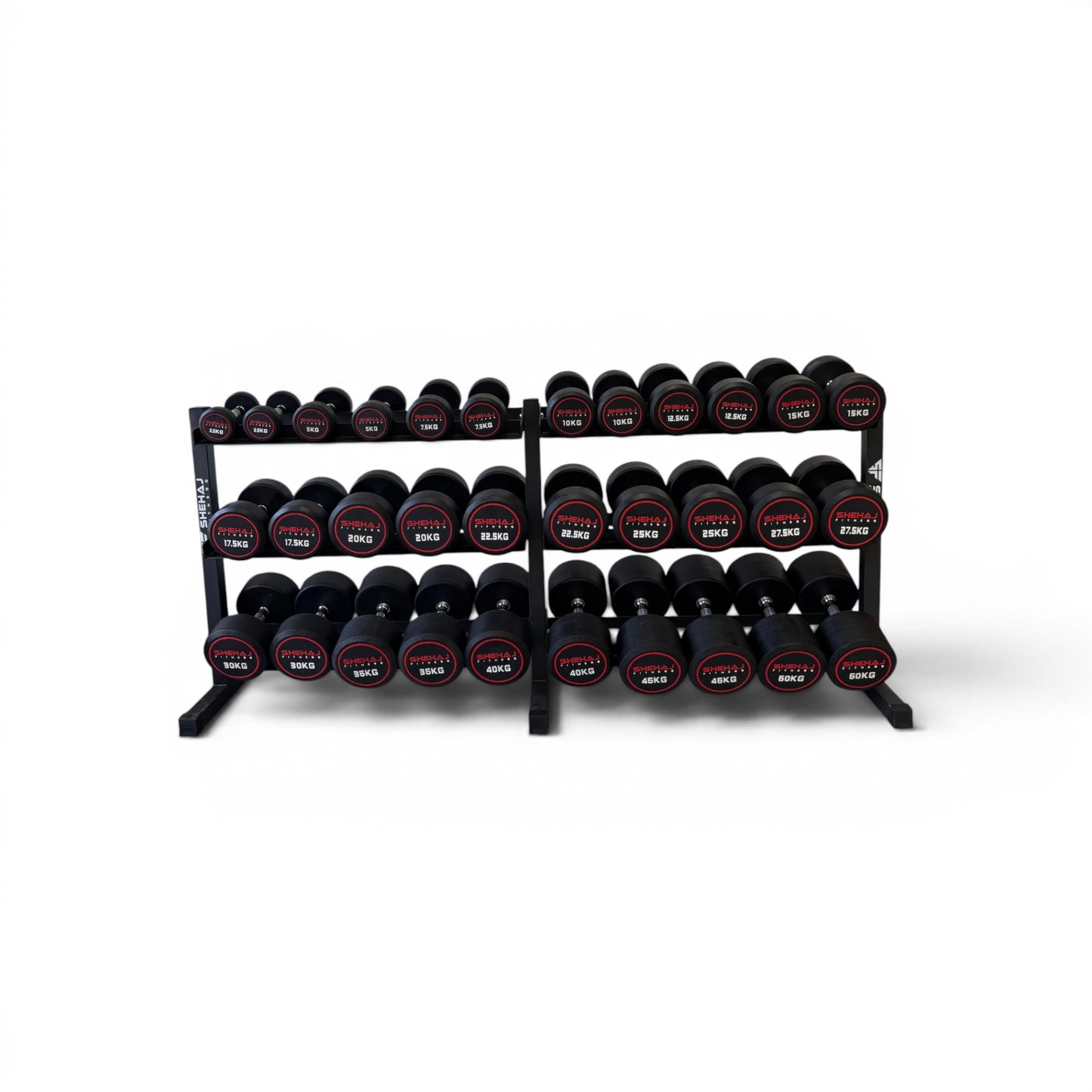 Round Dumbbell 2.5kg-50kg Set & 3 Tier Rack Full Home Gym Weights Training