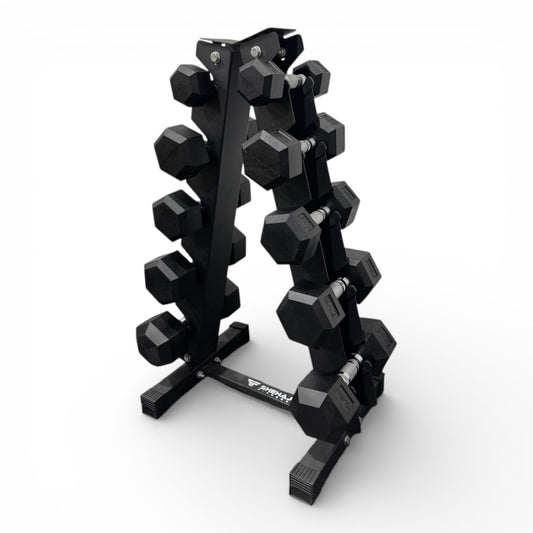 Hex Dumbbell 2-10kg Set With Vertical Rack Stand - Free weights- 5 Pairs Set