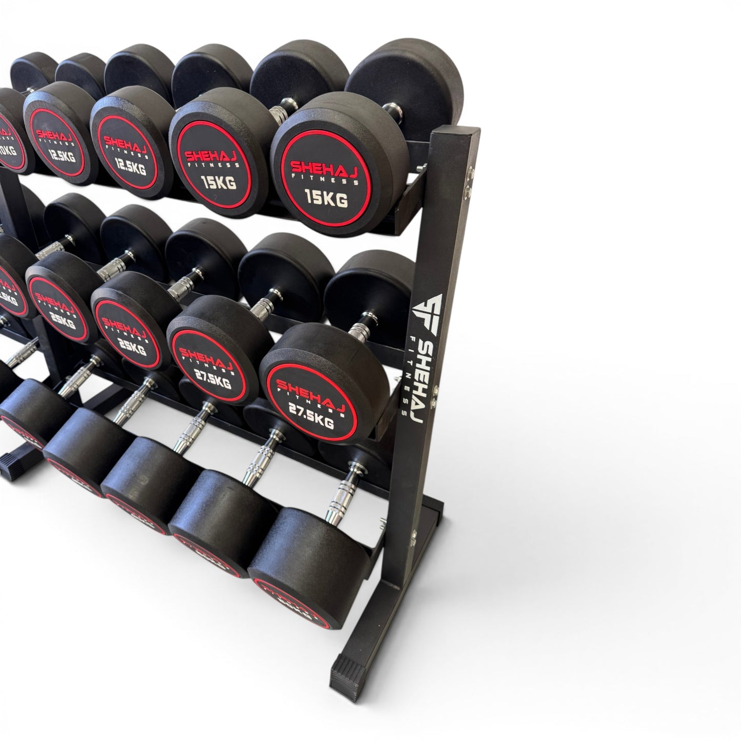 Round Dumbbell 2.5kg-50kg Set & 3 Tier Rack Full Home Gym Weights Training