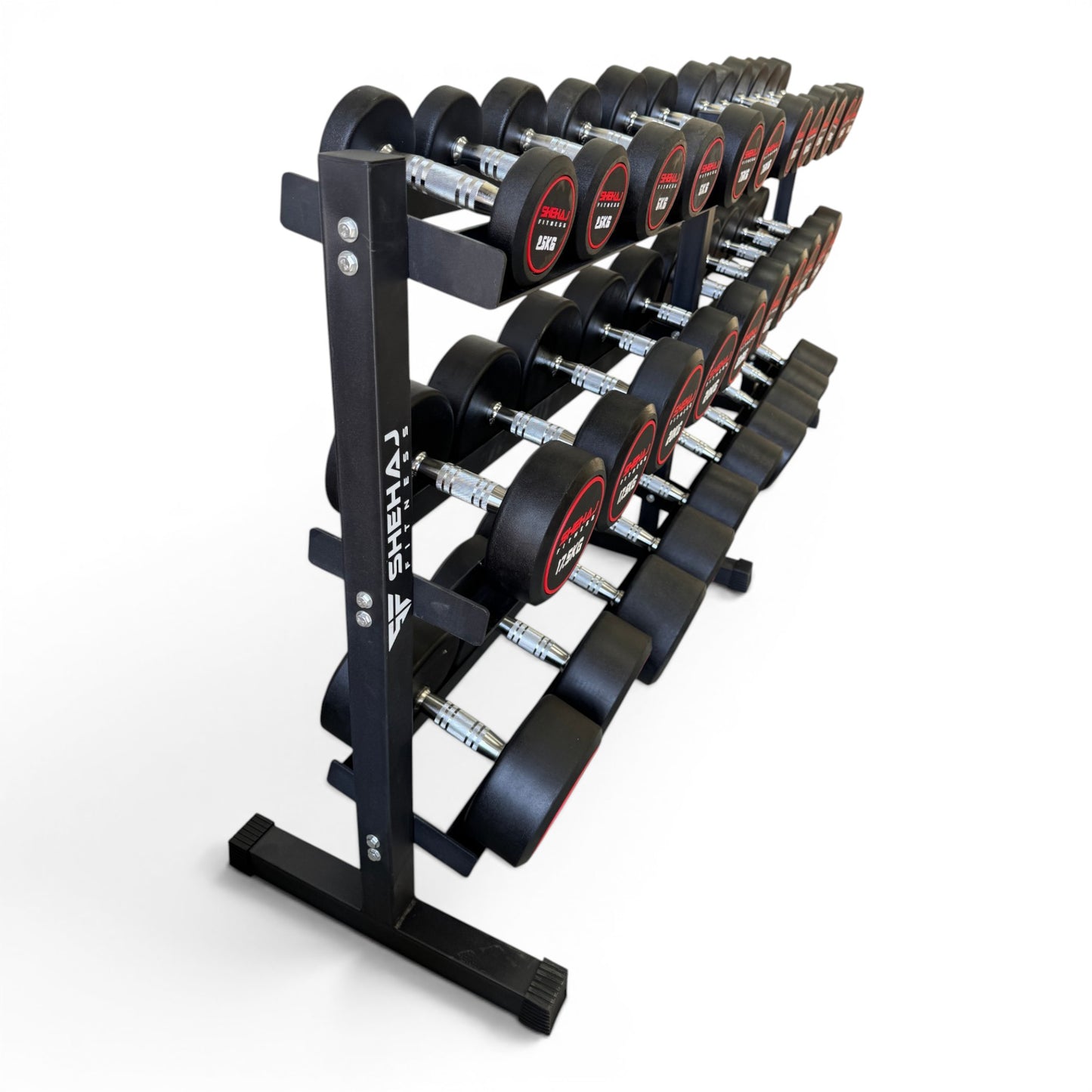 Round Dumbbell 2.5kg-50kg Set & 3 Tier Rack Full Home Gym Weights Training