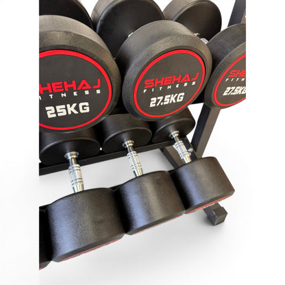 Round Dumbbell 2.5kg-50kg Set & 3 Tier Rack Full Home Gym Weights Training