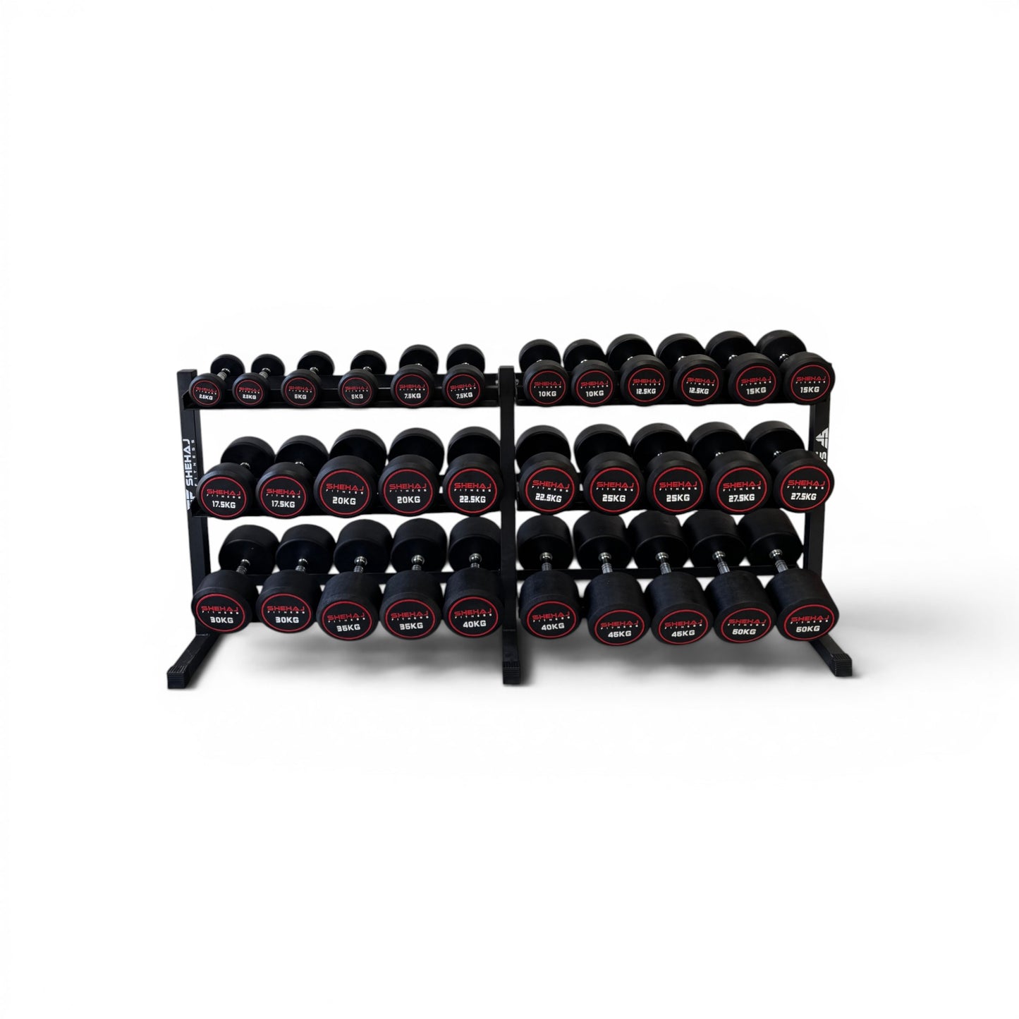 Round Dumbbell 2.5kg-50kg Set & 3 Tier Rack Full Home Gym Weights Training