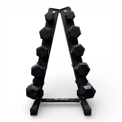 Hex Dumbbell 2-10kg Set With Vertical Rack Stand - Free weights- 5 Pairs Set