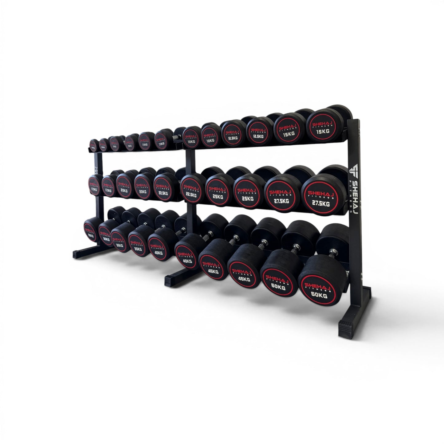 Round Dumbbell 2.5kg-50kg Set & 3 Tier Rack Full Home Gym Weights Training