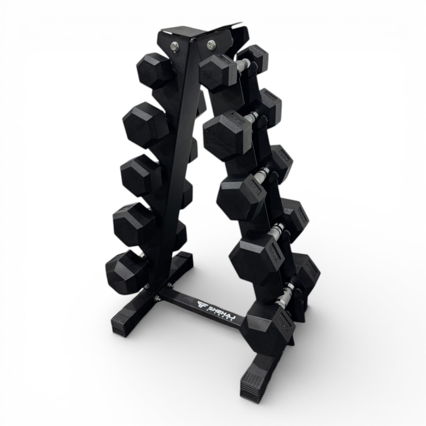 Hex Dumbbell 2-10kg Set With Vertical Rack Stand - Free weights- 5 Pairs Set