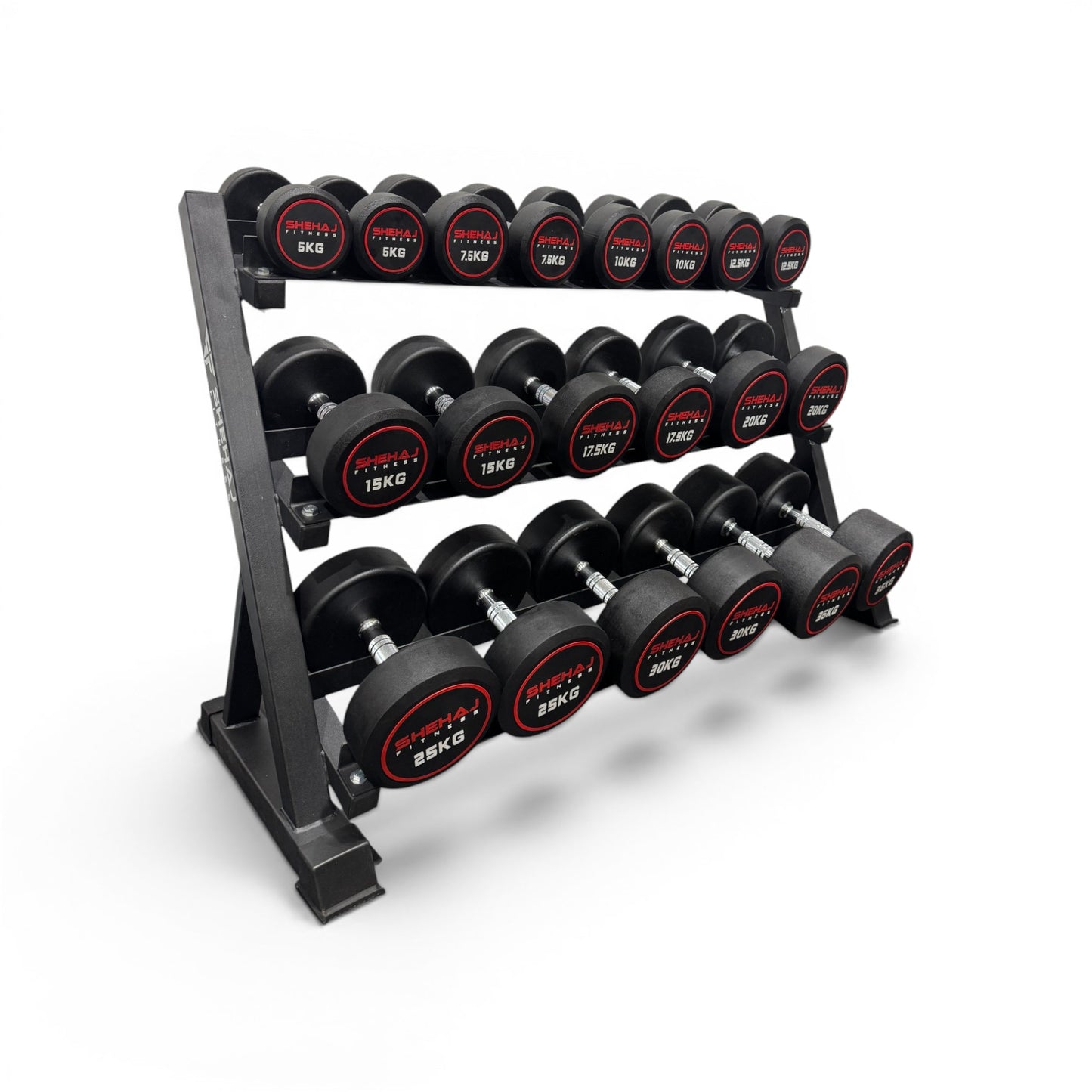 Round Dumbbell 5kg-35kg Set & 3 Tier Rack Full Home Gym Weights Training
