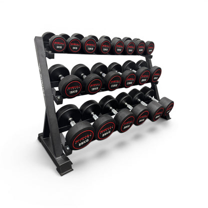 Round Dumbbell 5kg-35kg Set & 3 Tier Rack Full Home Gym Weights Training
